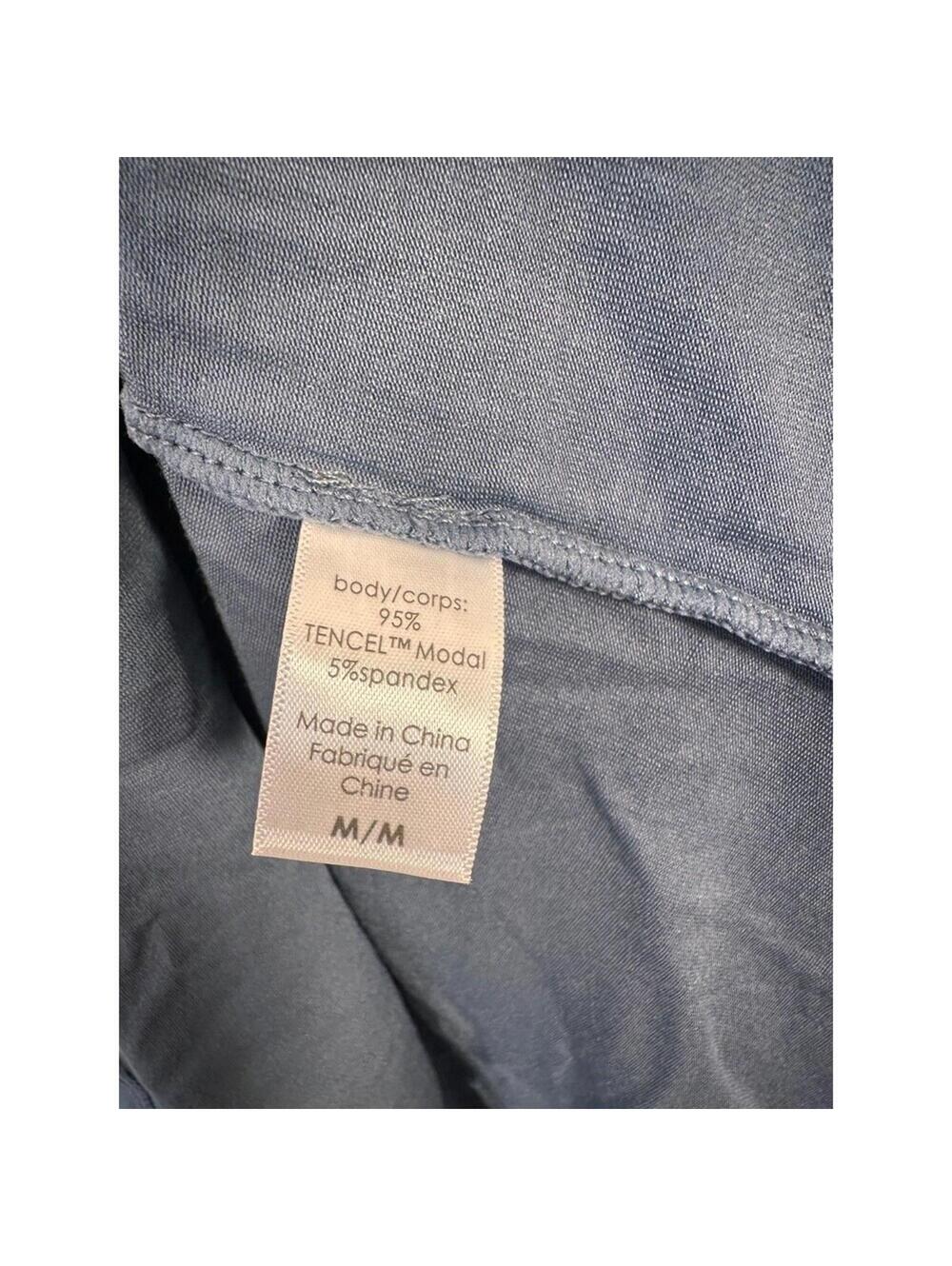 Eberjey Modal Pajama Top Size M Blue Piped Button Front Quiet Luxury - Picture 3 of 4
